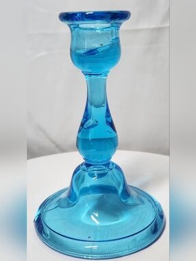Vintage Art Deco Indiana Blur Glass Candle Holder